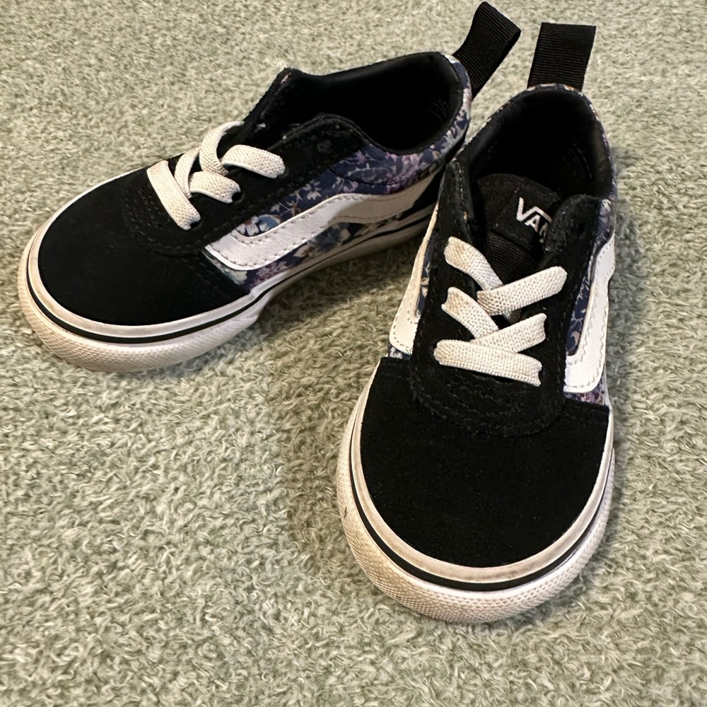 Vans - toddler size 5 shoes - black with flower print